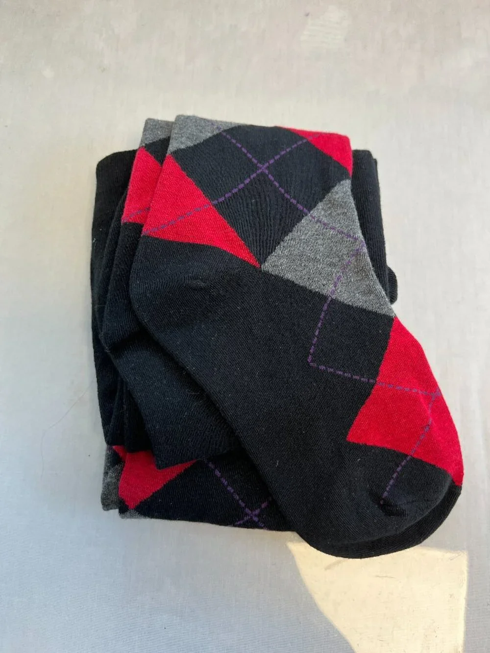 MeMoi MO-391 Argyle Sweater Tights S/M Black Red Gray